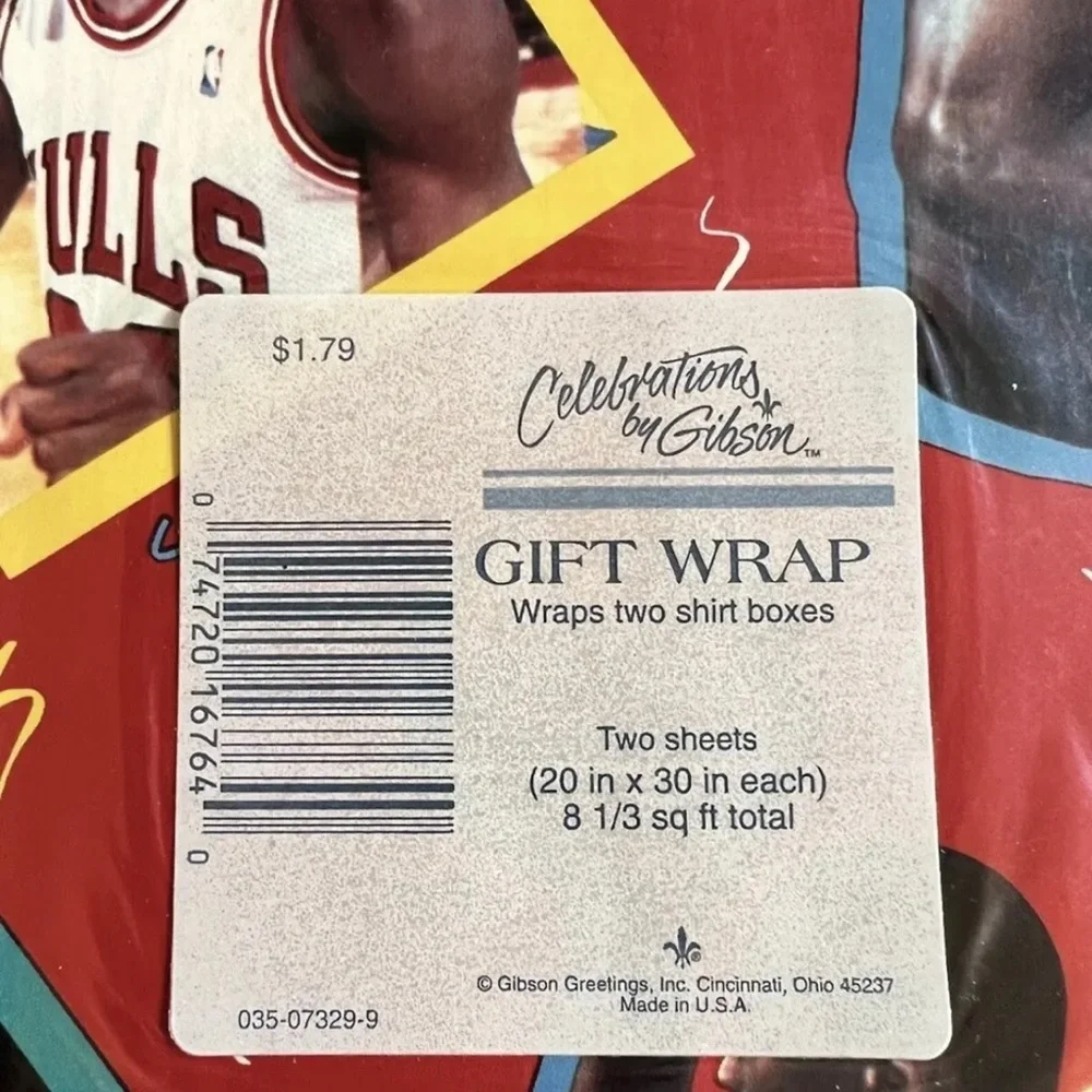 Michael Jordan Chicago Bulls Gift Wrap Vintage Gibson Wrapping Paper 3 Packs NWT